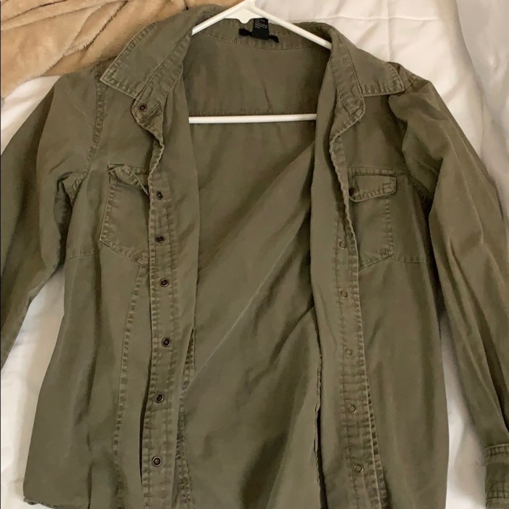 Army green button up